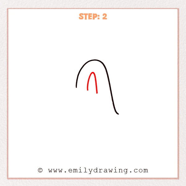 how to draw a fancy letter a - A fancy letter A sketch with a bold outer arch and thick right downstroke added, plus a smaller inner arch inside the top curve.